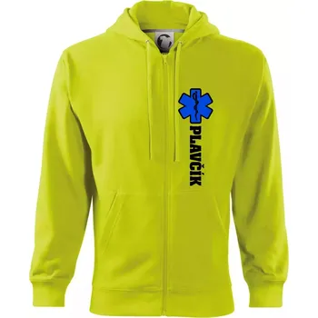 Pánská mikina Hvězda života - Plavčík - Mikina s kapucí na zip trendy zipper - M ( Limetková )
