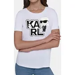 Dámské bílé triko Karl Lagerfeld - Velikost L, Barva Bílá 56273 ASW17004