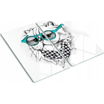 Obraz Krájecí deska za sklem Kočka v brýlích 2x30x52