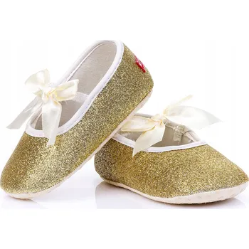 Dívčí bačkory Zlaté třpytivé papuče balerínky domácí do školky vel. 22/24