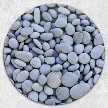 Kuchyňské prkénko Kulaté Skleněné Prkénko na Krájení a Servírování Přímořské Kameny průměr 40 cm