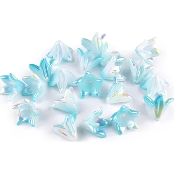 Korálek Plastové korálky s AB efektem květ / zvoneček / sukýnka 12x16 mm