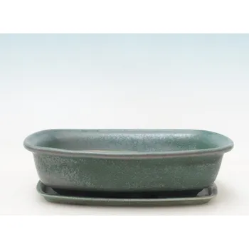 Květináč Bonsai miska + podmiska H09 - 30 x 23 x 7,5 cm. - zelená