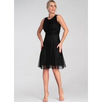 Dámské šaty Černé tylové mini šaty bez rukávů M1208 Black Velikost: S/M