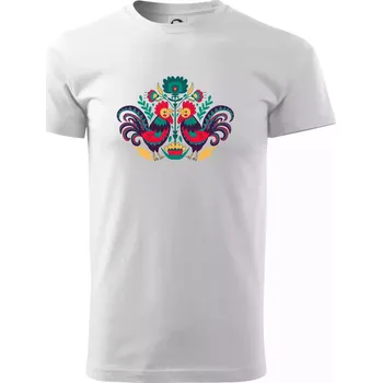 Pánské tričko Folklor - Slepice barevné - Triko extra velké (5-8XL) - 6XL ( Bílá )