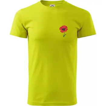 Vlčí mák kreslený na prsu - Klasické pánské triko vyšší gramáže - S ( Limetková )