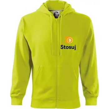 Pánská mikina Štosuj - Logo jen na prsu - Mikina s kapucí na zip trendy zipper - S ( Limetková )