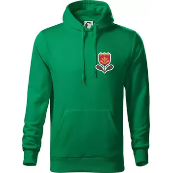 Pánská mikina Folklor na prsu tulipán - Mikina pánská Cape s kapucí - 5XL ( Středně zelená )