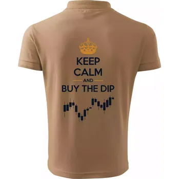 Pánská košile Keep Calm and Buy the Dip - koruna a graf - Polokošile pánská Pique Polo 203 - 5XL ( Písková )
