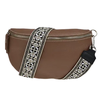 Kabelka NovaKabelka.cz Kožená italská crossbody kabelka Reni Grande Taupe s přídavným popruhem III