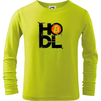 Chlapecké oblečení Hodl velký nápis a logo BTC - Triko dětské Long Sleeve - 122 cm/6 let ( Limetková )