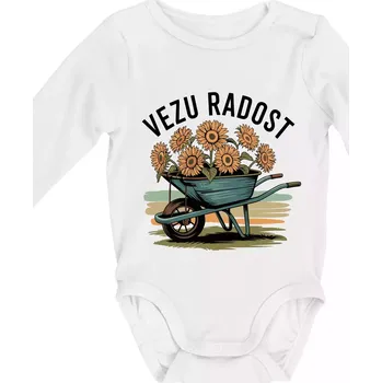 Kojenecké oblečení Vezu radost - kolečko - Body kojenecké s dlouhým rukávem - Dlouhý r. do 3 měs ( Bílá )