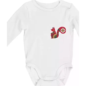 Kojenecký body Folklor na prsu veverka - Body kojenecké s dlouhým rukávem - Dlouhý r. do 3 měs ( Bílá )