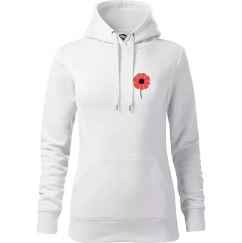 Dámská mikina Vlčí mák ikonka na prsu - Mikina dámská Cape s kapucí - M ( Bílá )
