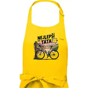 Kuchyňská zástěra Nejlepší táta - cyklista - Pánská zástěra na vaření - Univerzální velikost ( Žlutá )