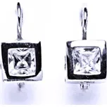 Zlaté náušnice čtverec,čirý zirkon, bílé a žluté zlato - VE 40