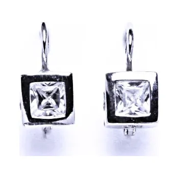 Náušnice Zlaté náušnice čtverec,čirý zirkon, bílé a žluté zlato - VE 40