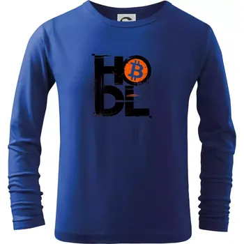 Chlapecké tričko Hodl velký nápis a logo BTC - Triko dětské Long Sleeve - 158 cm/12 let ( Královská modrá )