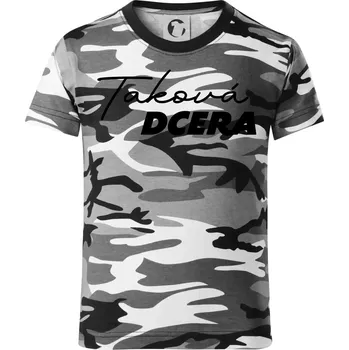 Chlapecké tričko Jaký táta / máma - taková dcera psací - Dětské maskáčové triko - 146 cm/10 let ( Šedý maskáč )