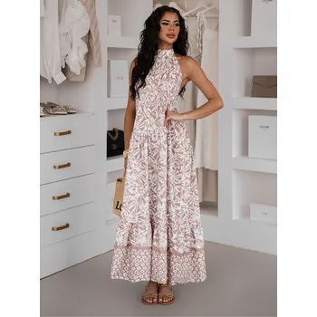 Dámské šaty Bílohnědé dlouhé letní šaty AETHER Velikost: ONESIZE