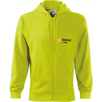 Pánská mikina Štosuj s námi - logo na prsu - Mikina s kapucí na zip trendy zipper - 3XL ( Limetková )