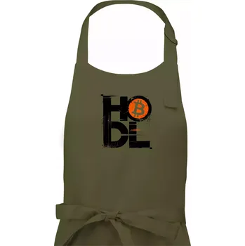 Kuchyňská zástěra Hodl velký nápis a logo BTC - Dámská zástěra na vaření - Univerzální velikost ( Khaki )