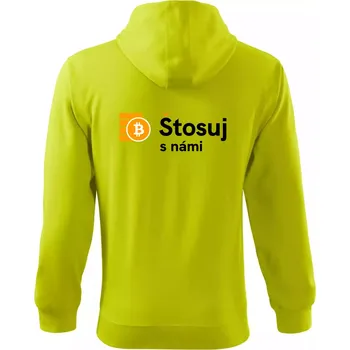 Pánská mikina Štosuj s námi - logo velké - Mikina s kapucí na zip trendy zipper - S ( Limetková )