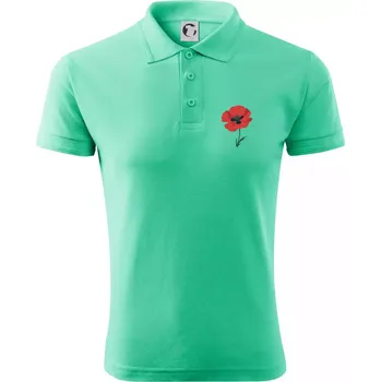 Pánská košile Vlčí mák kreslený na prsu - Polokošile pánská Pique Polo 203 - 4XL ( Mátová )