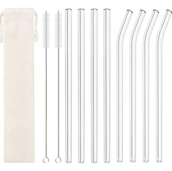 Skleněné smoothie brčko 20 cm průhledné | skleněné brčko, ekologické brčko - 8 ks Smíšená bílá