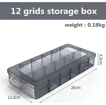 Úložný box Praktický nastavitelný plastový úložný box s přihrádkami | plastová krabička, úložný kontejner - Úložný box na 12 mřížek