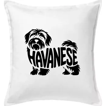 Polštář Havanese nápis v těle - Polštář 50x50 - 50x50 - Včetně výplně ( Bílá )