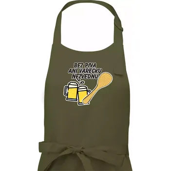 Kuchyňská zástěra Bez piva ani vařečku nezvednu - Dámská zástěra na vaření - Univerzální velikost ( Khaki )