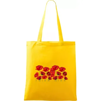 Vlčí mák v řadě - Taška bavlněná - 42 x 38 cm ( Žlutá )