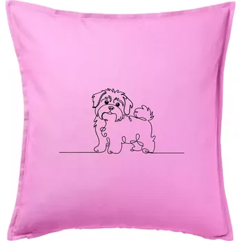 Polštář Havanský psík linka jedním tahem - Polštář 50x50 - 50x50 - Pouze potah ( Růžová )