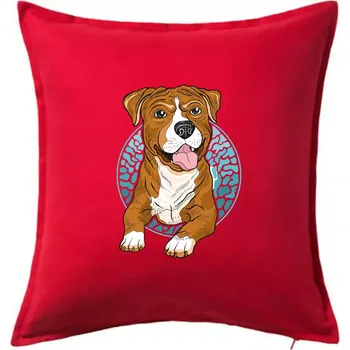 Polštář Americký staford kreslený v kolečku (Pecka design) - Polštář 50x50 - 50x50 - Pouze potah ( Červená )