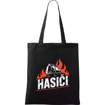 Nákupní taška Hasiči barevný erb - Taška bavlněná - 42 x 38 cm ( Černá )