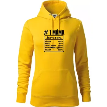 Dámská mikina Životní fakta - máma - Mikina dámská Cape s kapucí - XS ( Žlutá )