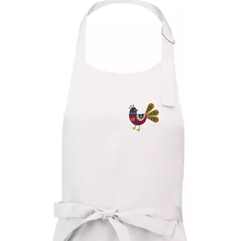 Kuchyňská zástěra Folklor na prsu slepice - Pánská zástěra na vaření - Univerzální velikost ( Bílá )