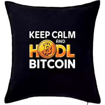 Polštář 3D nápis Keep Calm and HODL Bitcoin - Polštář 50x50 - 50x50 - Pouze potah ( Černá )