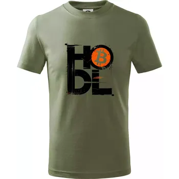 Chlapecké tričko Hodl velký nápis a logo BTC - Tričko dětské bavlněné - 104-110cm / 3-4 roky ( Khaki )
