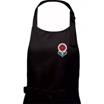 Kuchyňská zástěra Folklor na prsu květina kulatá - Pánská zástěra na vaření - Univerzální velikost ( Černá )
