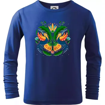 Chlapecké tričko Folklor - dvě holubice - Triko dětské Long Sleeve - 122 cm/6 let ( Královská modrá )