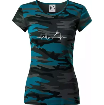 EKG zahrada - hrábě - Dámské maskáčové triko - S ( Petrolejová maskáč )