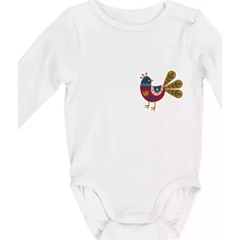 Folklor na prsu slepice - Body kojenecké s dlouhým rukávem - Dlouhý r. 3-6 měs ( Bílá )