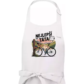 Kuchyňská zástěra Nejlepší táta - cyklista - Pánská zástěra na vaření - Univerzální velikost ( Bílá )