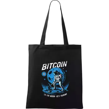 Botcoin to the moon - keep mining - Taška bavlněná - 42 x 38 cm ( Černá )