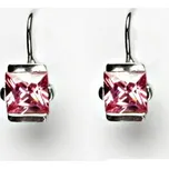 Zlaté náušnice, růžový zirkon, bílé i žluté zlato - VE 182