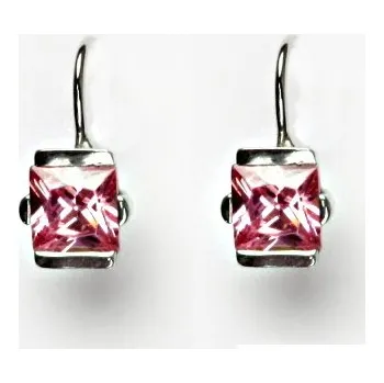 Náušnice Zlaté náušnice, růžový zirkon, bílé i žluté zlato - VE 182