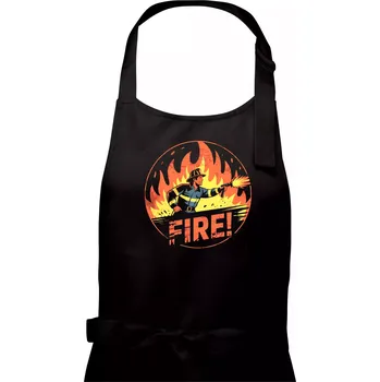 Kuchyňská zástěra Logo kulaté FIRE - Pánská zástěra na vaření - Univerzální velikost ( Černá )