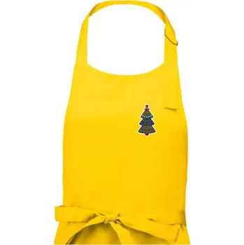 Kuchyňská zástěra Folklor na prsu vánoční stromek - Pánská zástěra na vaření - Univerzální velikost ( Žlutá )